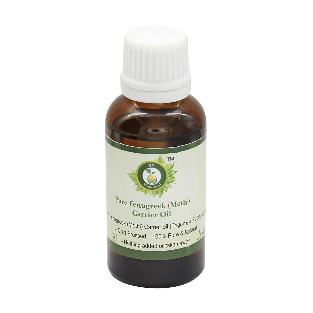 R V Essential Pure Fenugreek (Methi) Carrier Oil 30ml (1.01oz)- Trigonella Foenumgraecum (100% Pure and Natural Cold Pressed)