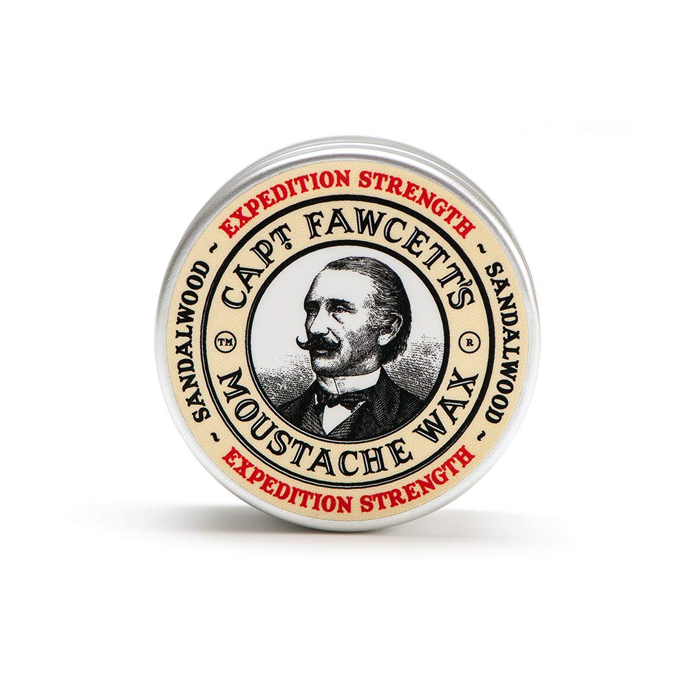 CAPTAIN FAWCETT Captain Fawcett Expedition Strength Moustache Wax 15ml – Extra Firm Hold Moustache Wax for Men – Classic Sandalwood Scented Styling Wax for Long-Lasting Shape & Definition