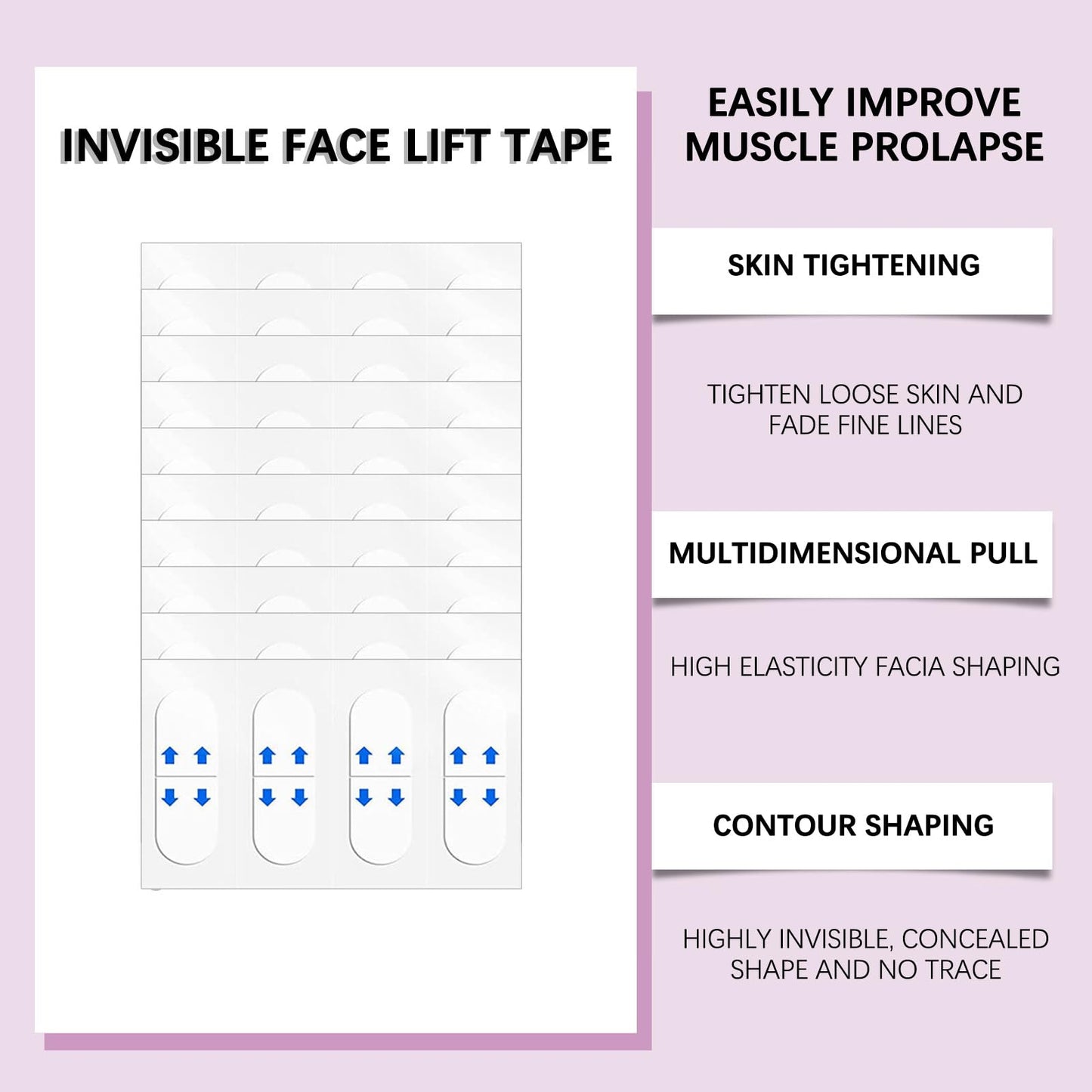 NatrLuxe 40 Pcs Invisible Face Lift Tape - Instant Makeup Tool & Waterproof For Wrinkles, Anti-Wrinkle Patches For An Instant Face Lift Tapes For Lifting Sagging Skin