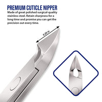Jestilo Cuticle Remover Tool Set with Cuticle Cutter and Cuticle Pusher - Stainless Steel Professional Cuticle Nipper and Pusher Nail Care Tools for Salon and Level Mani-Pedi at Home (Silver)