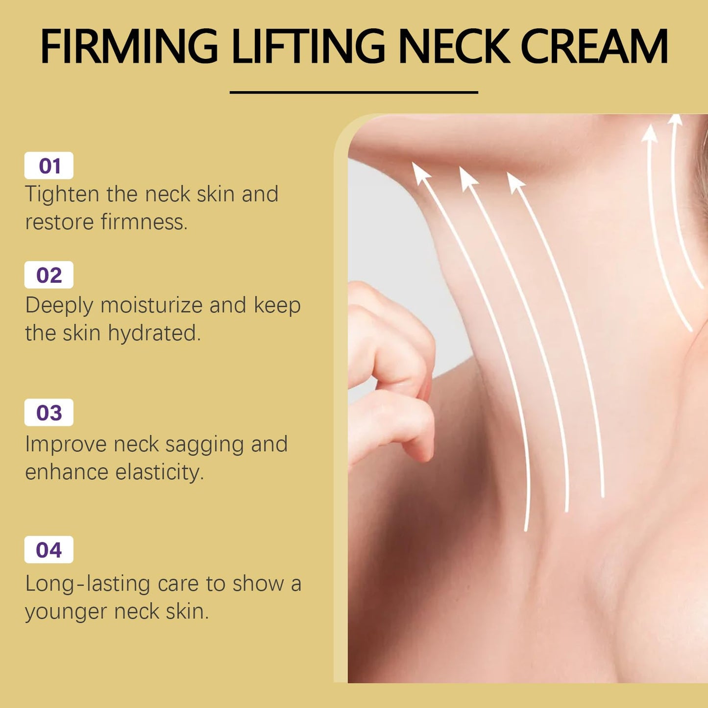 AH-8 Firming Neck Cream,Tighten and Lift Neck Cream for Sagging and Tightening,Hexapeptide Lifting Neckcream with Roller,Reduce Wrinkles Fine Lines And Double Chin,120g