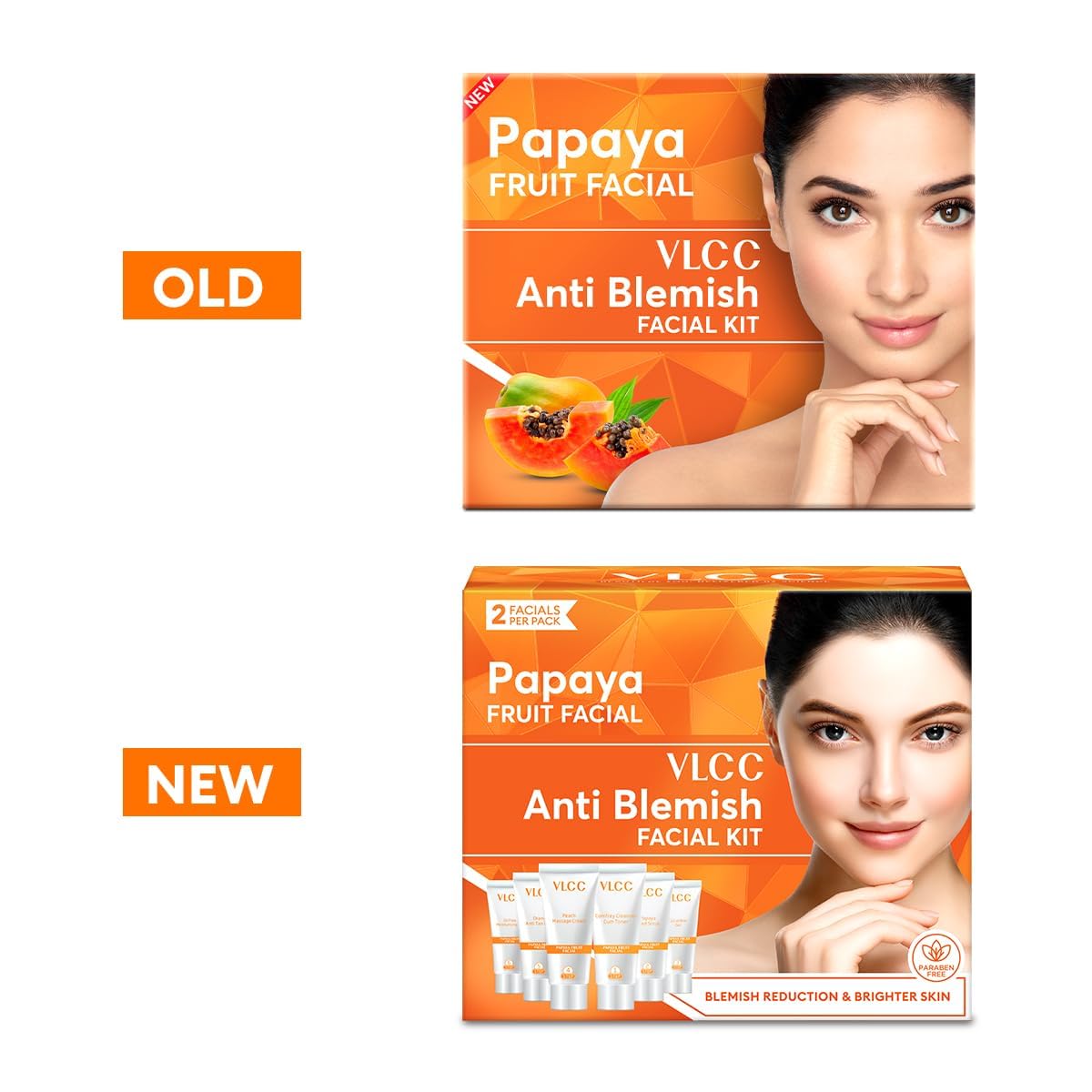 VLCC Papaya Fruit Facial Kit Glowing, Blemish Free Skin | With Papaya, Cucumber, Peach, and Orange Peel Extracts | Glowing at Home Facial Kit - 60g