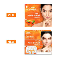 VLCC Papaya Fruit Facial Kit Glowing, Blemish Free Skin | With Papaya, Cucumber, Peach, and Orange Peel Extracts | Glowing at Home Facial Kit - 60g