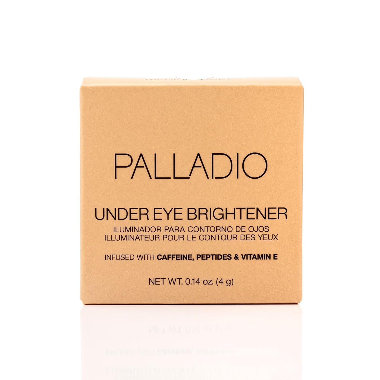 Palladio Under Eye Brightener, Conceal, Brightens, Reduces Appearance of Dark Circles, With Caffeine Peptides & Vitamin E, Tired Skin Color Correcting Brightener & Primer (Medium Nude)