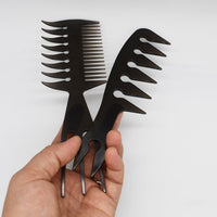 ZEROKIWI Professional 2-in-1 Mens Hairstyling Texture Comb, Wide Tooth Slickback Hairdressing Detangling Fantail Barber Comb Anti Static Heat Resistant for Men Women Salon Shaping Wet Long Curly (AB)