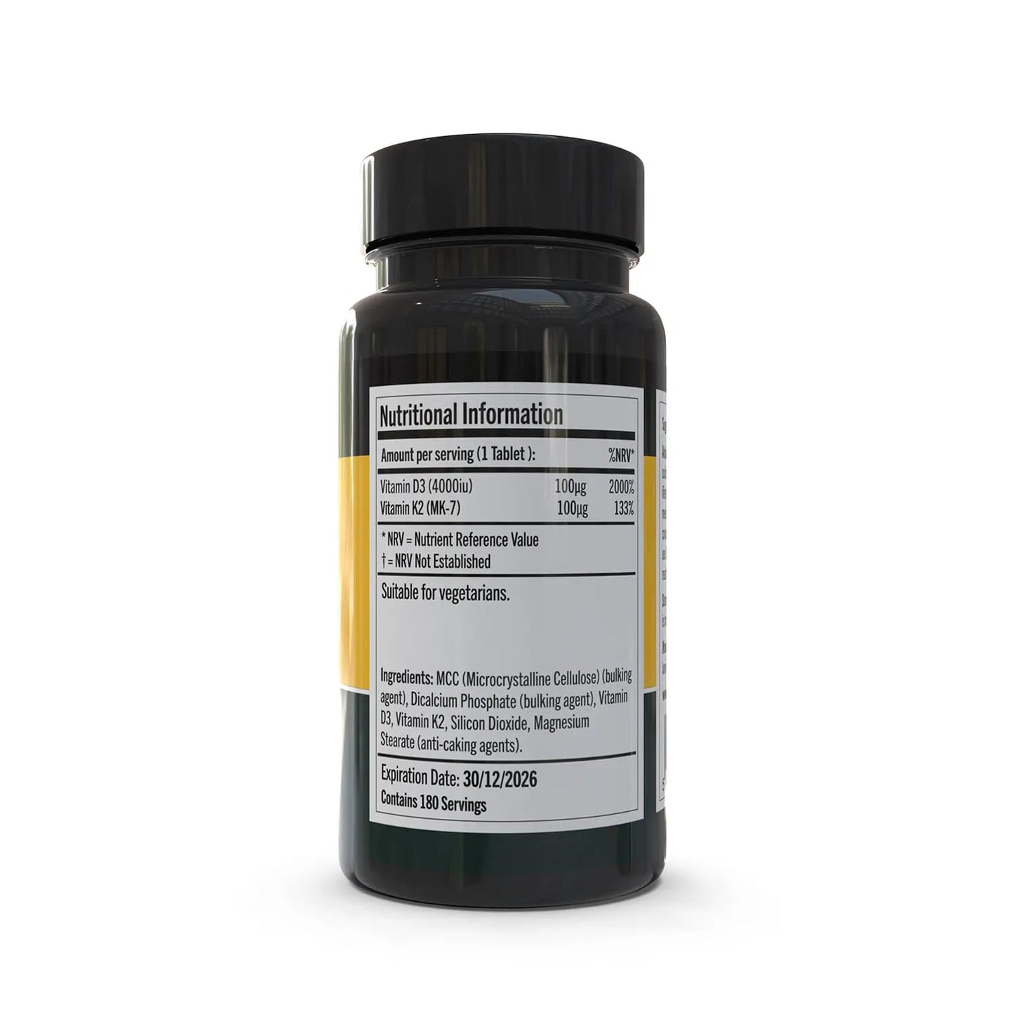 Gains Nutrition GN Vitamin D3 K2 | 180 High Strength D3 and K2 Vitamin Capsules - 4000iu per Serving | Vitamin D K2 MK-7 | Non-GMO, Gluten & Allergen Free | Made in The UK