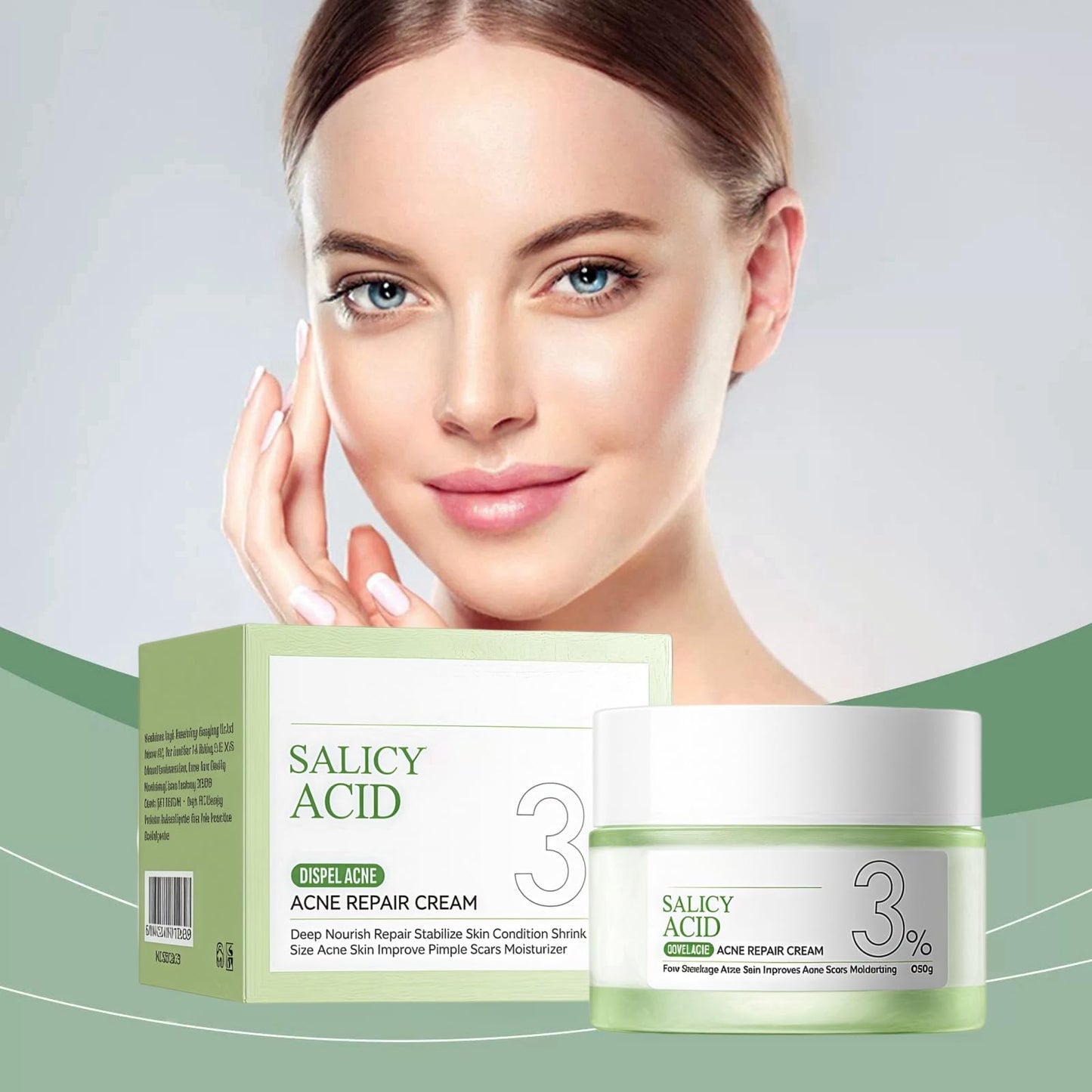 50g Salicylic Acid Acne Cream,3% BHA Spot Cream for Acne,Anti Redness Crea-m for Face,Ac-ne Scar Removal Cre-am,Pimple Cre-am for Redness,Moisturizing Face Cr-eam for Women,Dark Spot Remover for F-ace