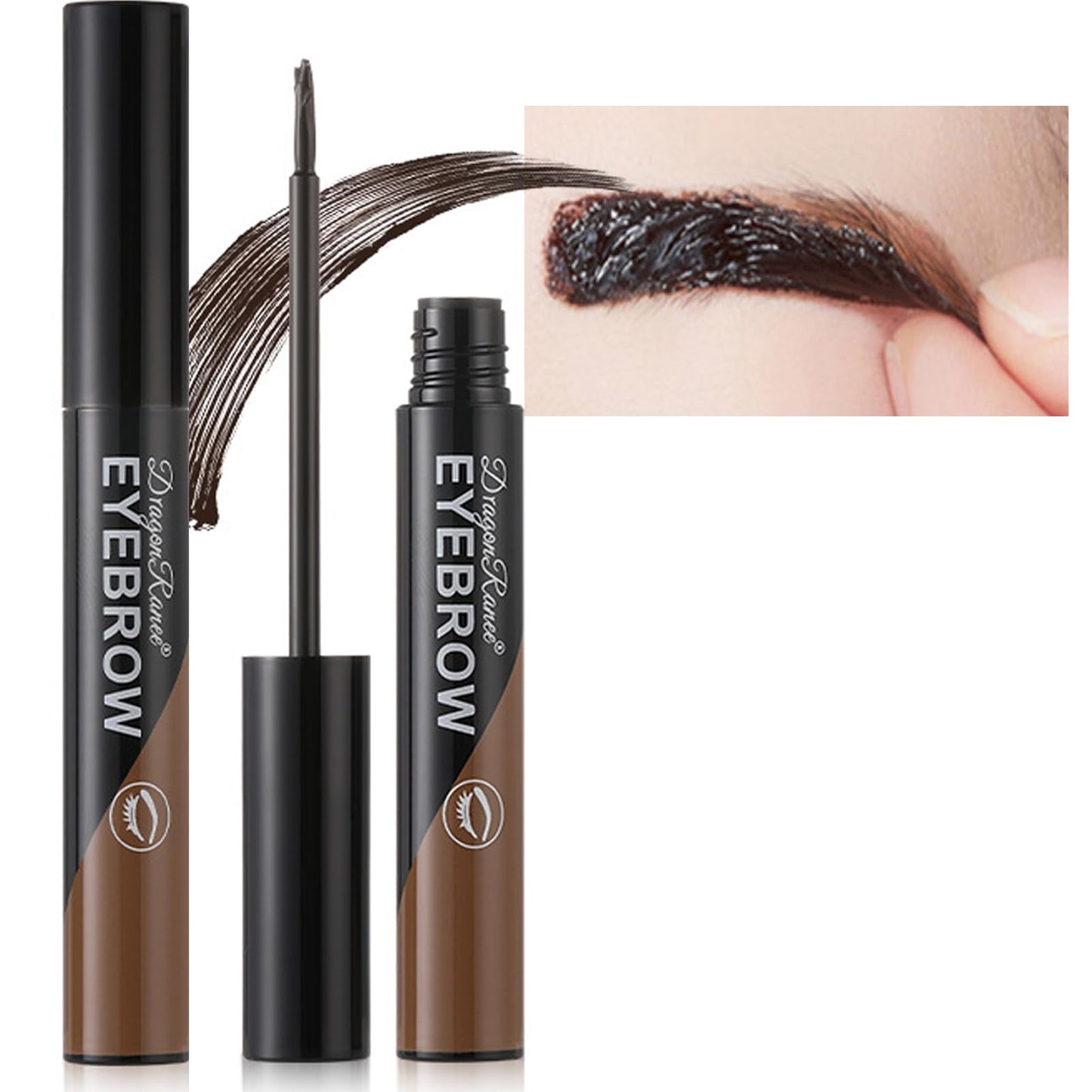 HAORQEE Eyebrow Tint Tattoo Brow Peel off, Brow Tint Dark Brown Eyebrow Gel Semi-Permanent Colour Eyebrow Tattoo Brow Dye, Waterproof Long-Lasting Natural Eye Brow Makeup for Women (Dark Brown)