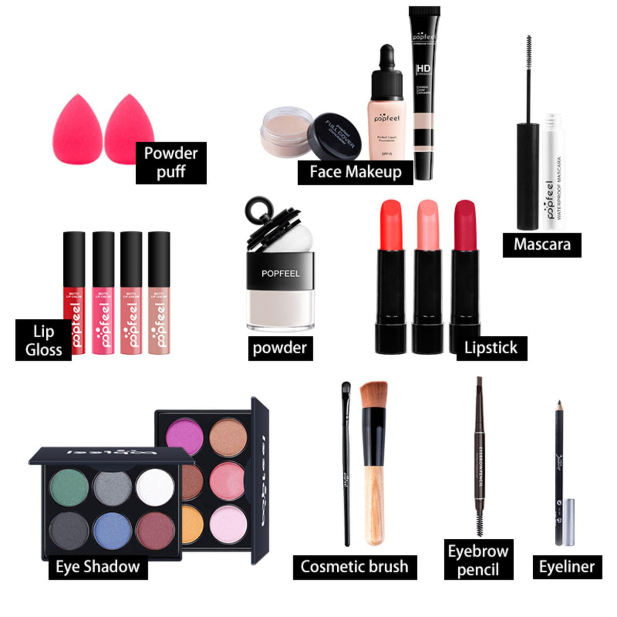FantasyDay All-in-one Makeup Set Gift Surprise | Full Makeup Kit for Women Cosmetic Essential Starter Bundle Include Eyeshadow Palette Lipstick Blush Foundation Concealer Face Powder Lipgloss Brush