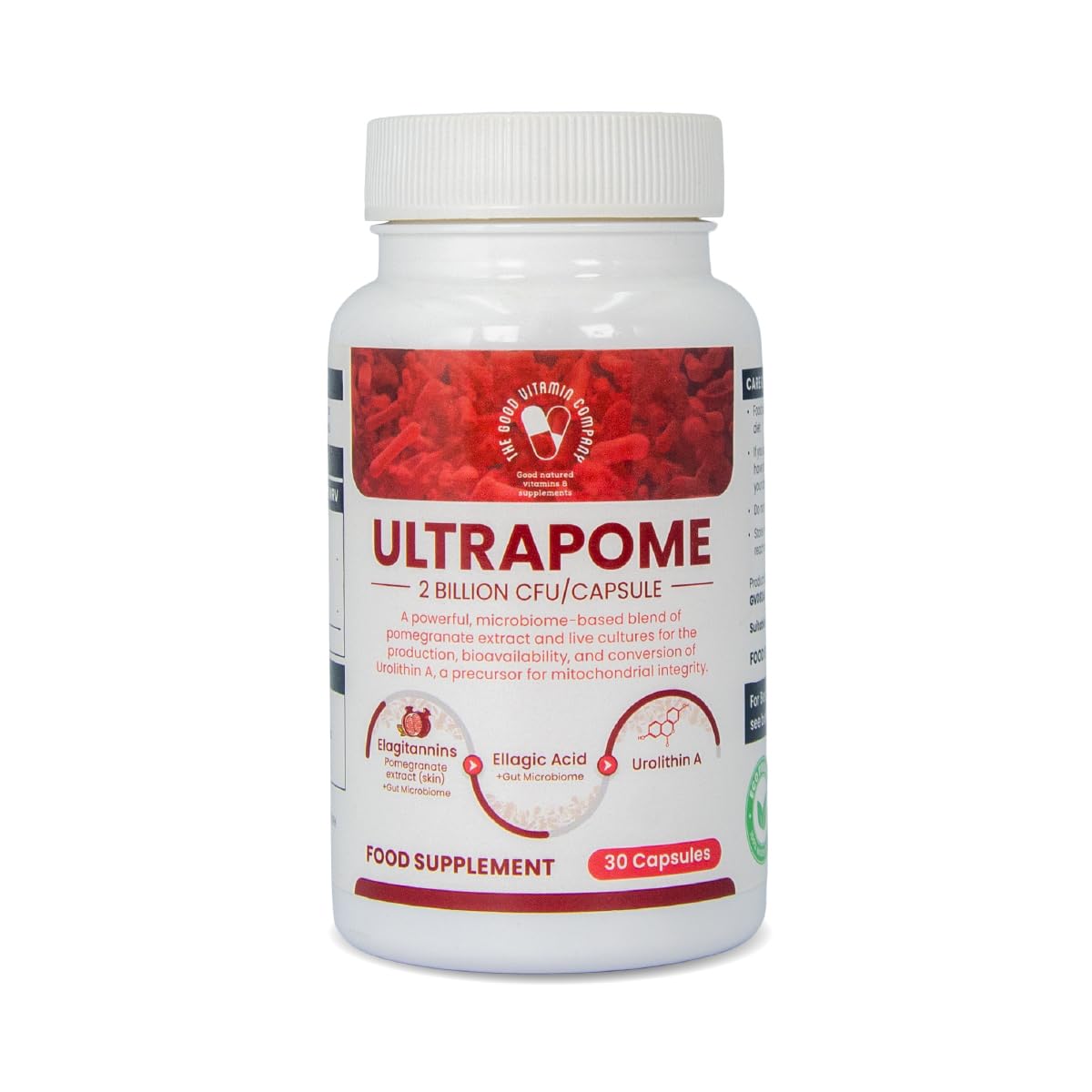 The Good Vitamin Company Ultrapome: 30 Vegetarian Capsules, Pomegranates + Live Cultures/Microbiome, Ellagitannins, Urolithin A Supplement, Cellular Health Complex for Mitochondrial Health, Mitophagy, Energy Support