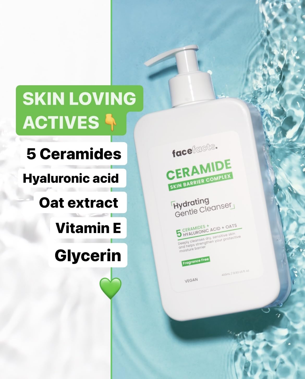 Face Facts Ceramide Skin Care Set – Eye Cream 15ml, Moisturising Gel 50ml, Repairing Serum 30ml, Hydrating Cleanser 200ml – Bundled by Smart Cutie