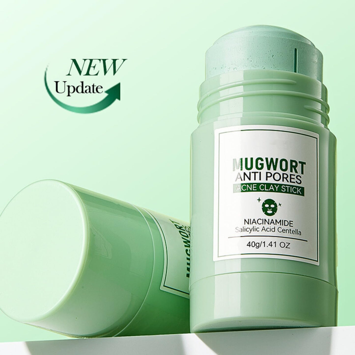 TBeautfave 2 Pack Mugwort Clay Mask Stick, Mugwort Acne Face Masks Skincare, Organic Clay Face Mask Stick, Mugwort Mud Mask Stick, Green Mask Stick, Blackhead Remover, Shrink Pores