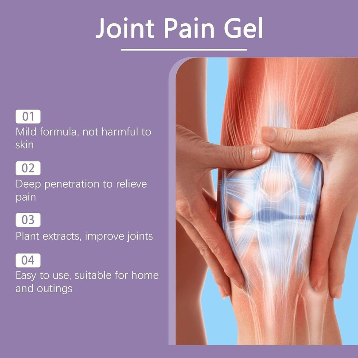 YXtecd Kresin Joint Pain Gel, 100g Massage Purple Gel for Joint Activities Throughout The Body, Soothes Knees, Lumbar, Neck, Hands, and Feet