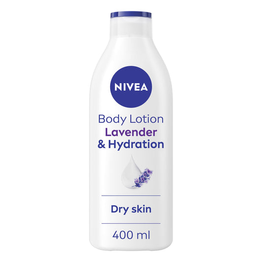 NIVEA Lavender Essentials Body Lotion (400ml), Soothing 72H Hydration NIVEA Moisturiser for Dry Skin Made with Natural Origin Oils and Lavender Scent
