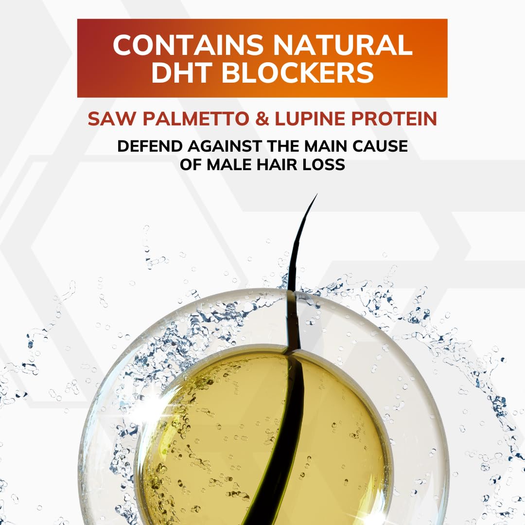 HPX ONE Anti Hair Loss Shampoo For Men - DHT Blockers: Saw Palmetto & Lupine Protein + Biotin, Keratin, Caffeine, Essential Oils & Plant Extracts - Strengthen, Thicken & Protect (250ml)