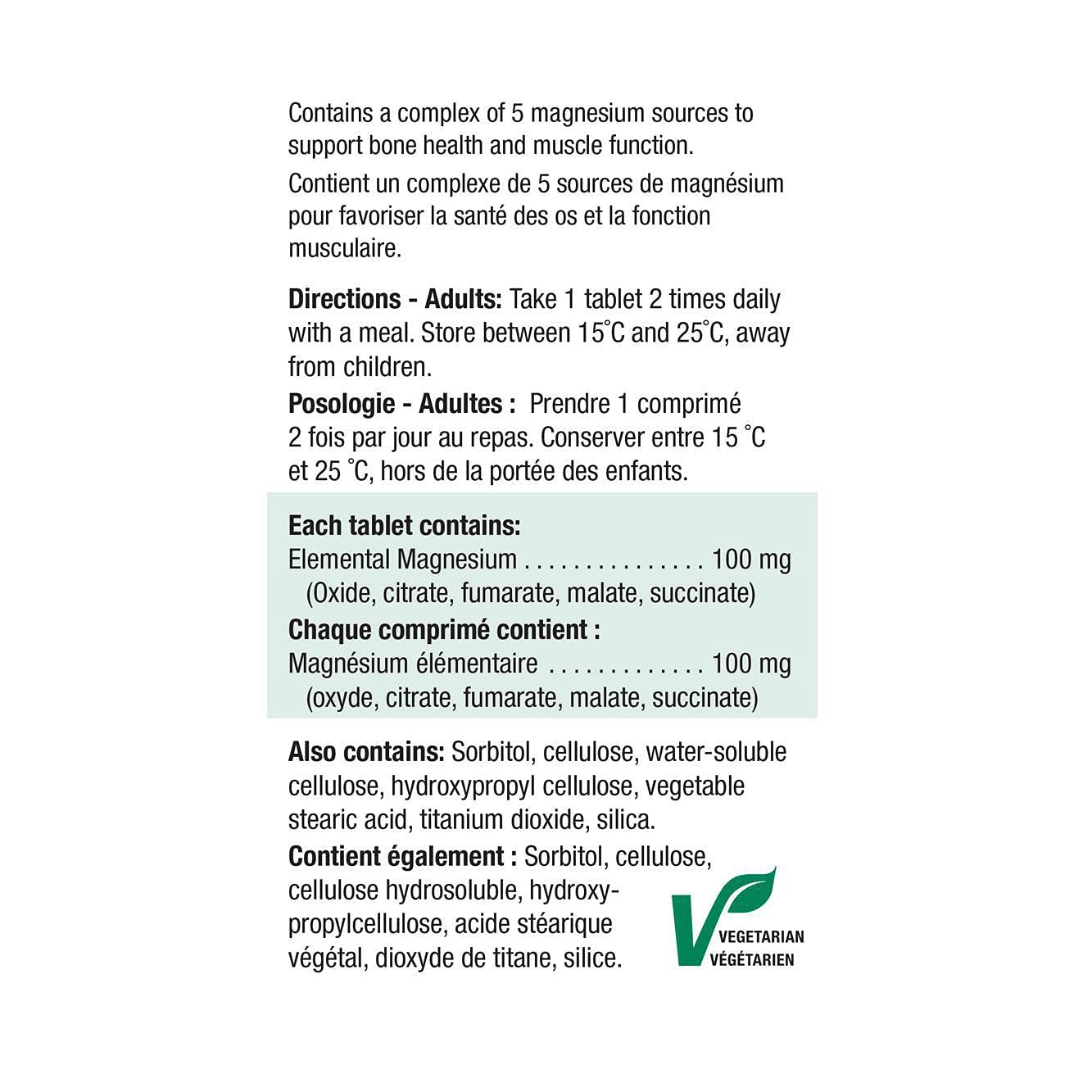 Jamieson Magnesium 100 mg, 100 Tablets