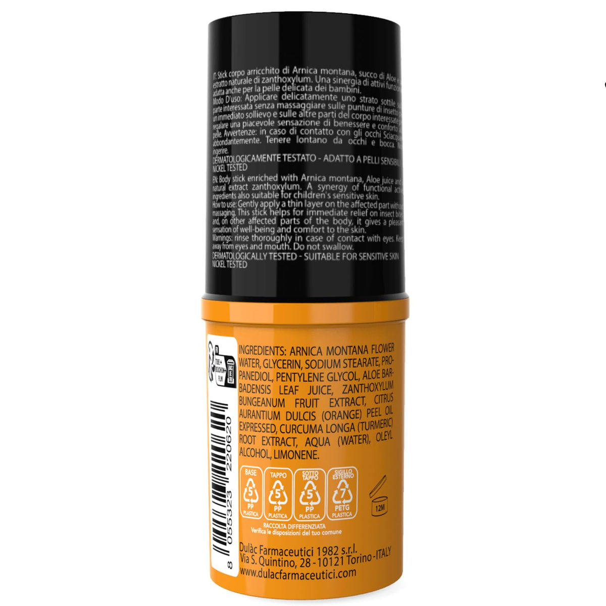 DULÀC FARMACEUTICI 1982 Dulàc - Arnica Stick Kids Body Relief 15 ml, 99% Natural Arnica Cream for Children 6+ Months, Balm for Bruises and Swelling, 70% Arnica Salve Enriched with Aloe, Nickel Tested, Pocket Size