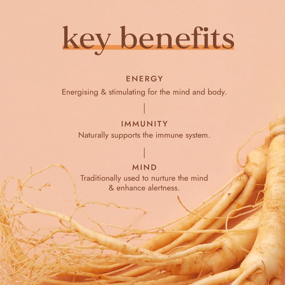 Fushi Organic Red Ginseng Capsules, 60 Caps | Fresh-Ground Whole Food | Boosting Herb for Cholesterol & Immune System | For Vegetarians & Vegans | Bio-dynamically Grown | Made in the UK