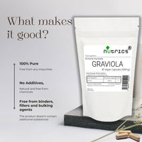Nutrics® GRAVIOLA Fruit 500mg 90 V Capsules -1 Month Supply - Soursop Suitable for Vegan Vegetarian Halal Kosher