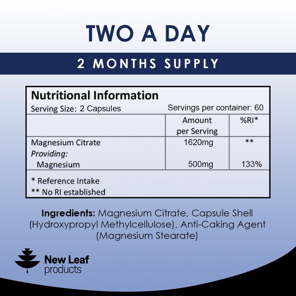 Magnesium Supplements 1620mg - Super Strength - Magnesium Citrate Capsules - (500mg Elemental Vegan Magnesium) Not Magnesium Tablets High Absorption, Bones Muscle & Sleep Support - Made in The UK