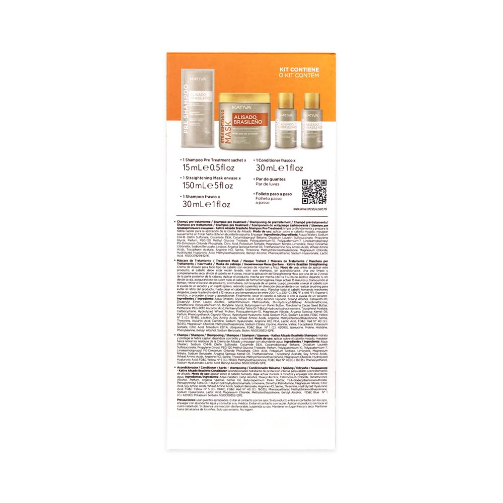 Kativa Smoothing Set Brazilian Shampoo Smoothing Professional Smoothing, Up to 12 Weeks Keratin, Pack of 5