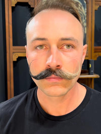 THE VINTAGE GROOMING CO. Black Mustache Wax | Black Magic Bone Crusher Moustache Wax | Hide Grey Hair In Beard Or Moustache | Extra Strong Hold Mustache Wax Unscented | 1 oz or 30ml Tin Heat Source Required