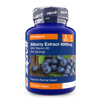 Zipvit Bilberry Extract 4000mg with Vitamin B2, Eye Vitamins with Anthocyanidins, Vaccinium Uliginosum, Supports Healthy Vision, 120 Vegan Tablets, 2 Months Supply