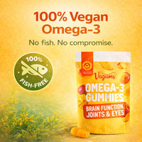 Vegums Omega 3 Gummies Vegan DHA EPA Algae Kids Adults 30 Gummies
