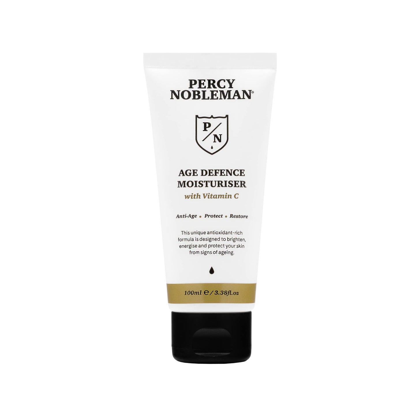 Percy Nobleman Age Defence Moisturiser with Vitamin C, an anti-aging cream with antioxidant-rich ingredients to brighten, energise, and protect your skin, 100ml