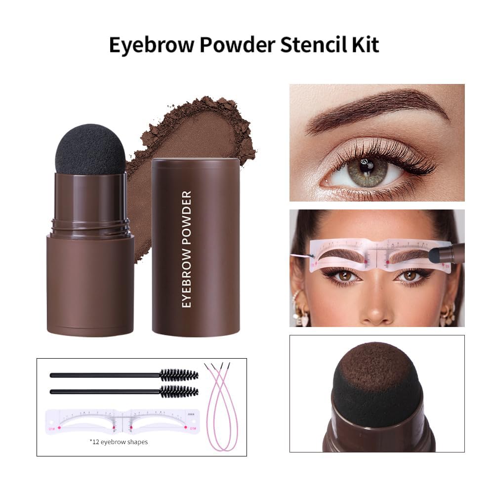 GL-Turelifes Eyebrow Stencil Set, Eyebrow Stamp Powder Kit with 12 Eyebrow Shape Brow Stencils, 2 Elastic Cord &2 Brow Brush, Eye Brow Stamp Kit Long Lasting Natural Look (#1 Blonde)