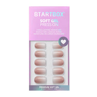 BTArtbox Press On Nails Short - 32 Pcs Ombre False Nails with Glue, Square Soft Gel Fake Nail in 16 Sizes, Natural & Reusable Stick on Nails for Women, Vanilla Cream