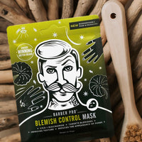 BARBER PRO BLEMISH CONTROL Mens Face Mask Bamboo Sheet Facial Hydration Prevent Breakouts & Improve Skin Texture Cica & Niacinamide Natural Vegan Skincare 100% Biodegradable Multi Award Winning Brand