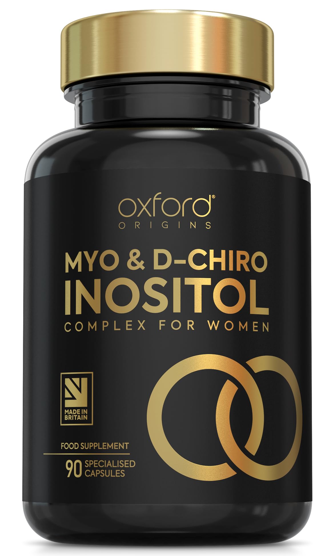 Myo-Inositol PCOS Supplement for Women | Inositol Tablets with Myo & D-Chiro Inositol and Folic Acid | 90 High Strength Capsules | Menopause Supplements | Pregnancy Vitamins for Women Made in The UK