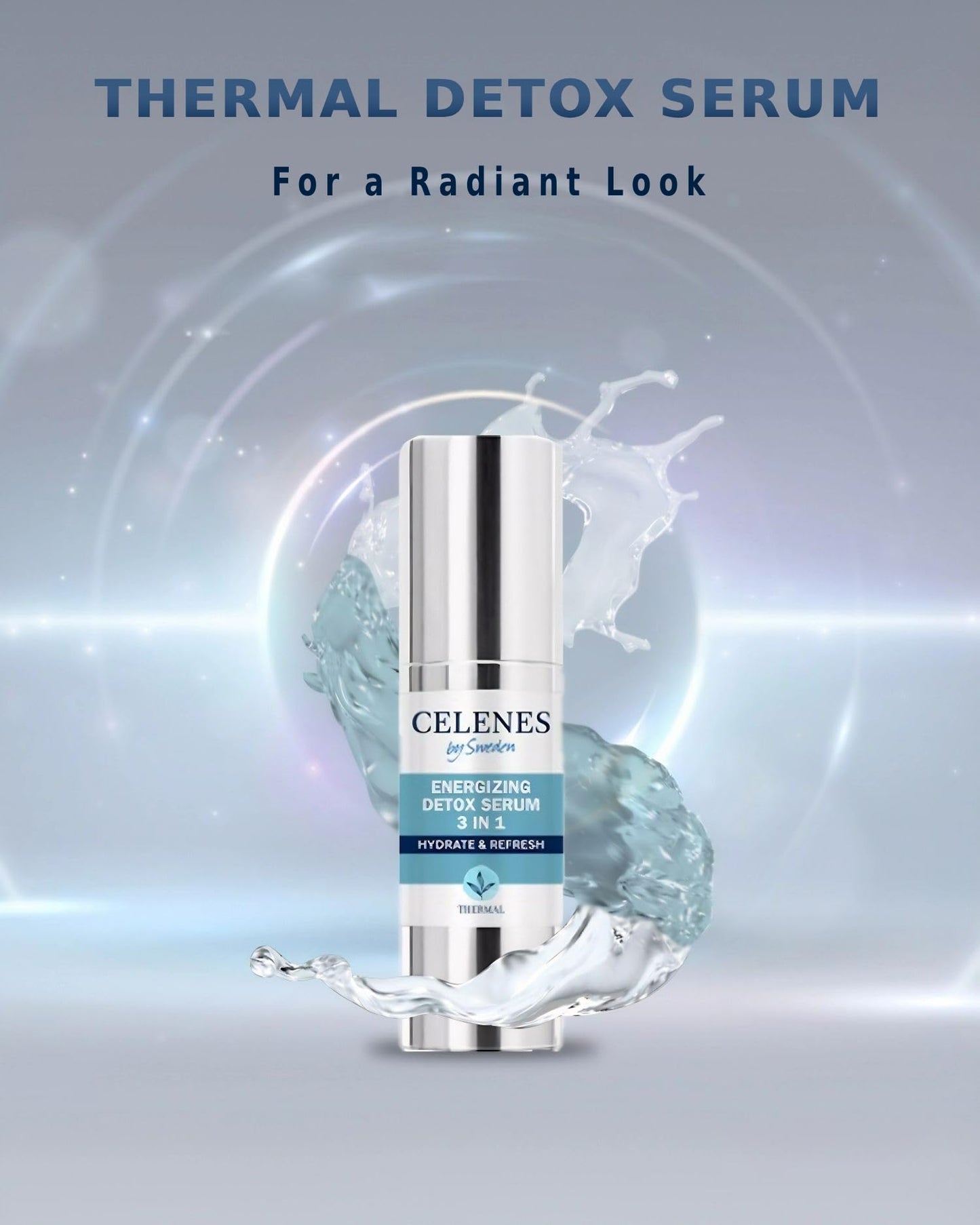 Celenes By Sweden Celenes by Sweden Thermal Energizing Detox Serum 3-in-1 - Hyaluronic Acid, Red Algae & Natural Thermal Water for Hydration and Protection - Suitable for Sensitive Skin - 30ml