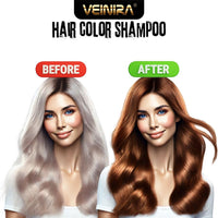 "VEINIRA Herbal Quick Hair Colour Shampoo: Effortless Instant Dye for Men and Women, 100% Natural Ingredients, No Ammonia, No Skin Stains, Speedy Application - 200ml (Medium Brown)