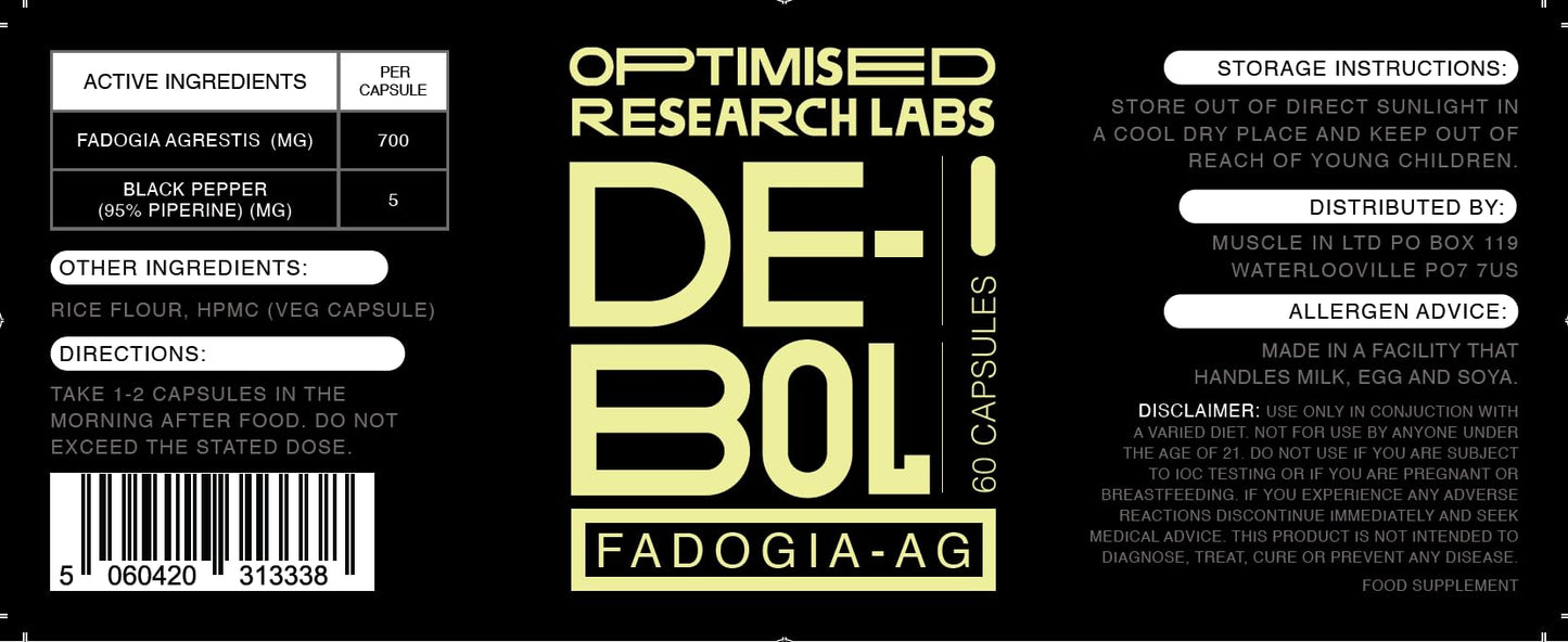 Optimised Research Labs Fadogia Agrestis High Strength Capsules 30 Day Supply, Muscle Growth, Muscle Recovery, Test Booster with Added Piperine to Enhance Bioavailability Vegan Friendly Capsules