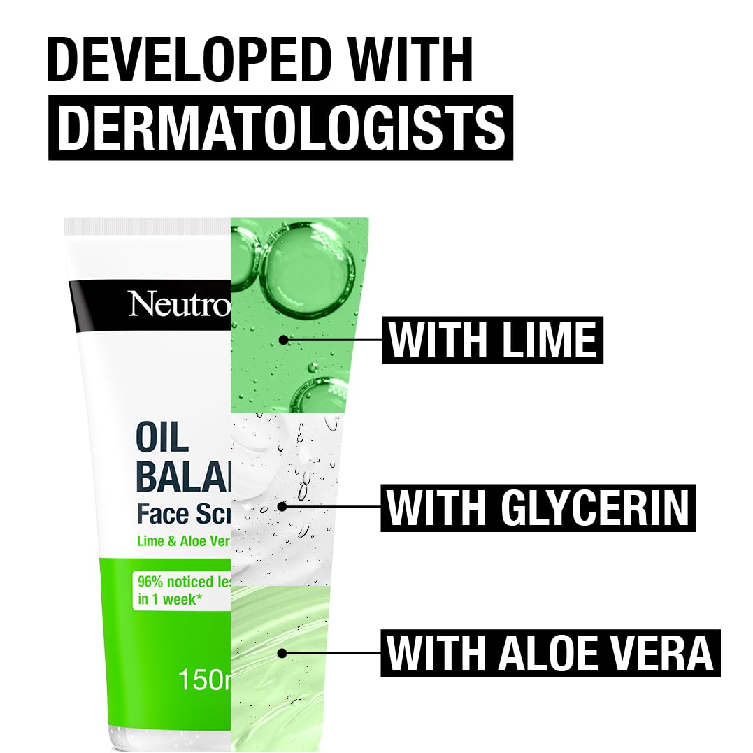 Neutrogena Oil Balancing Face Scrub (1x 150ml) for Oily Skin, Helps Remove Excess Oil and Clear Pores, For a Refreshed, Mattified and Radiant Complexion