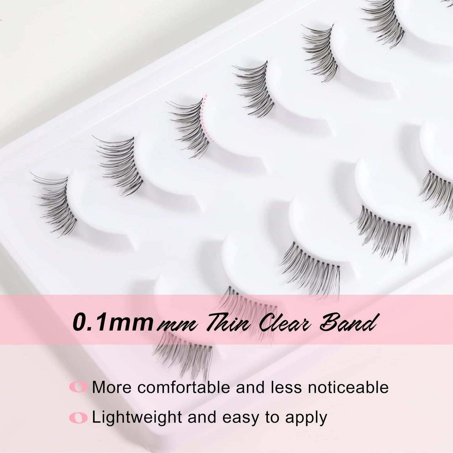 EMEDA 10 pairs Transparent Strip Half Lashes Accent False Eyelashes Natural Look Wispy Fake Corner Lashes Natural Half Eyelashes Cat Eye Lashes Short And Soft Faux Lashes (Accent Lashes)