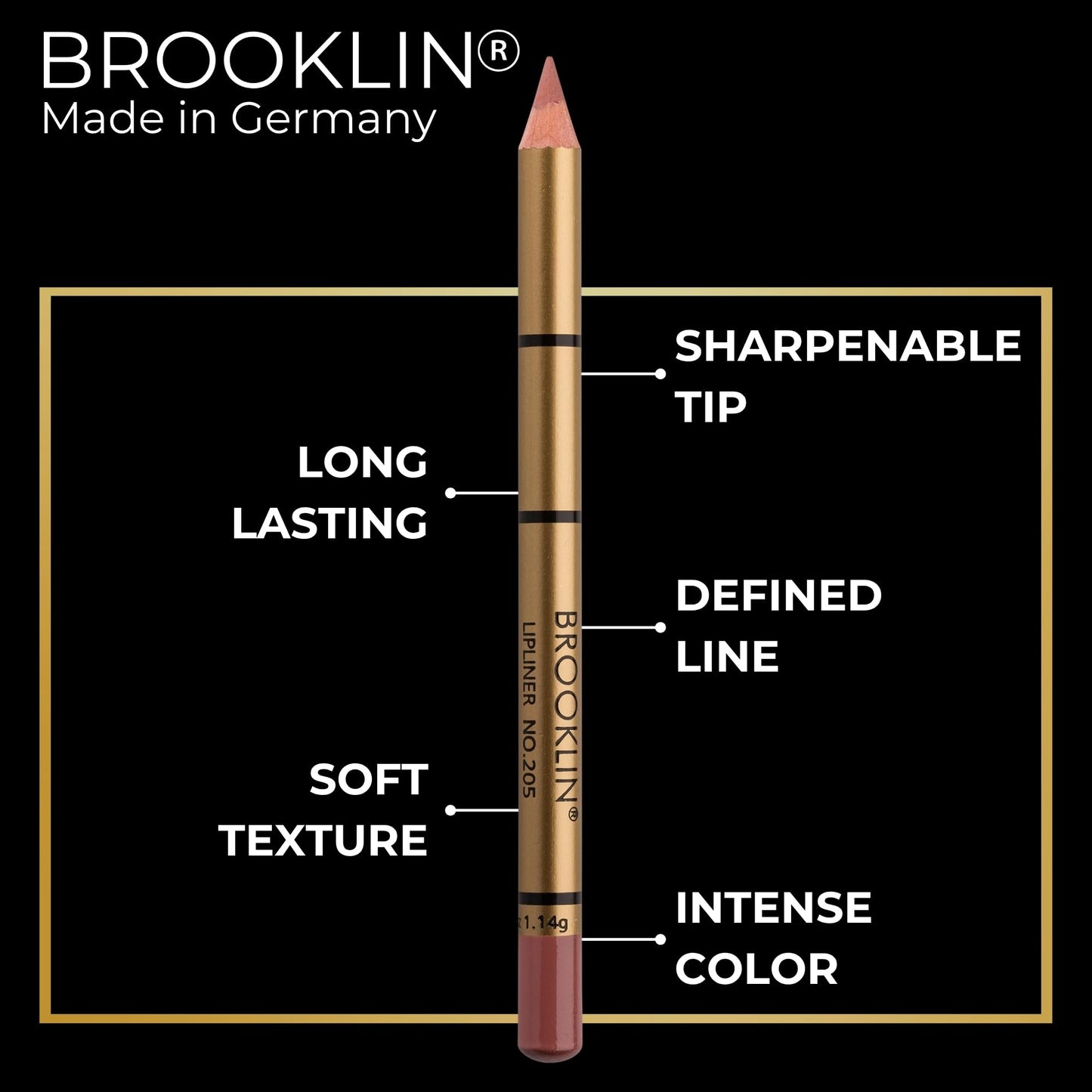 BROOKLIN IMPALA | Brooklin Waterproof Lipliner Color Light Brown 205 | Permanent lip profiler | Water resistant lipstick | Long-term lipliner