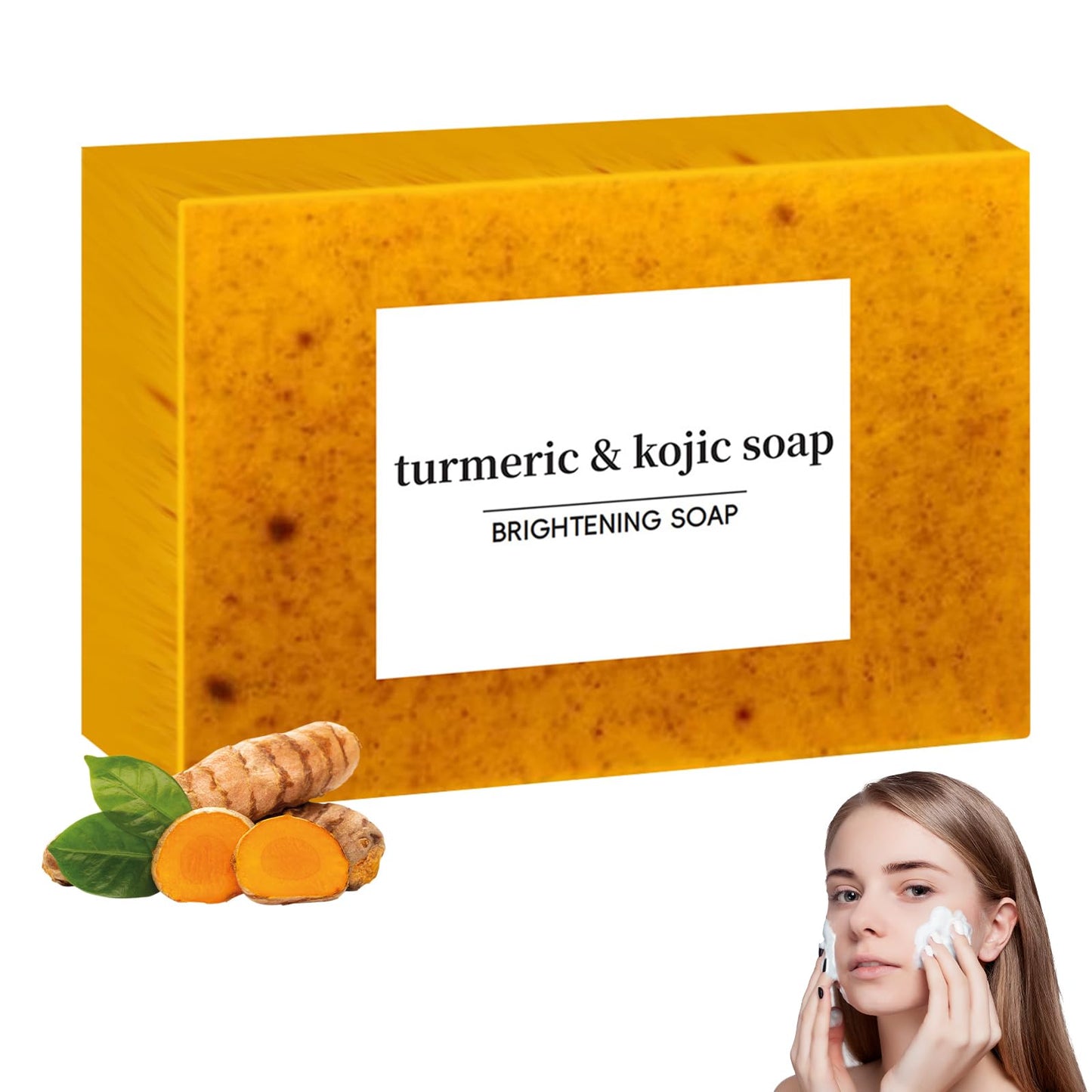 Nadiaen Turmeric Soap Handmade Turmeric Granular Soap Bar for Acne and Dark Spots Turmeric Soap for Face Natural Organic Turmeric Soap for Face & Body Deep Cleaning Moisturizing Erase Fine Lines Firm Pore