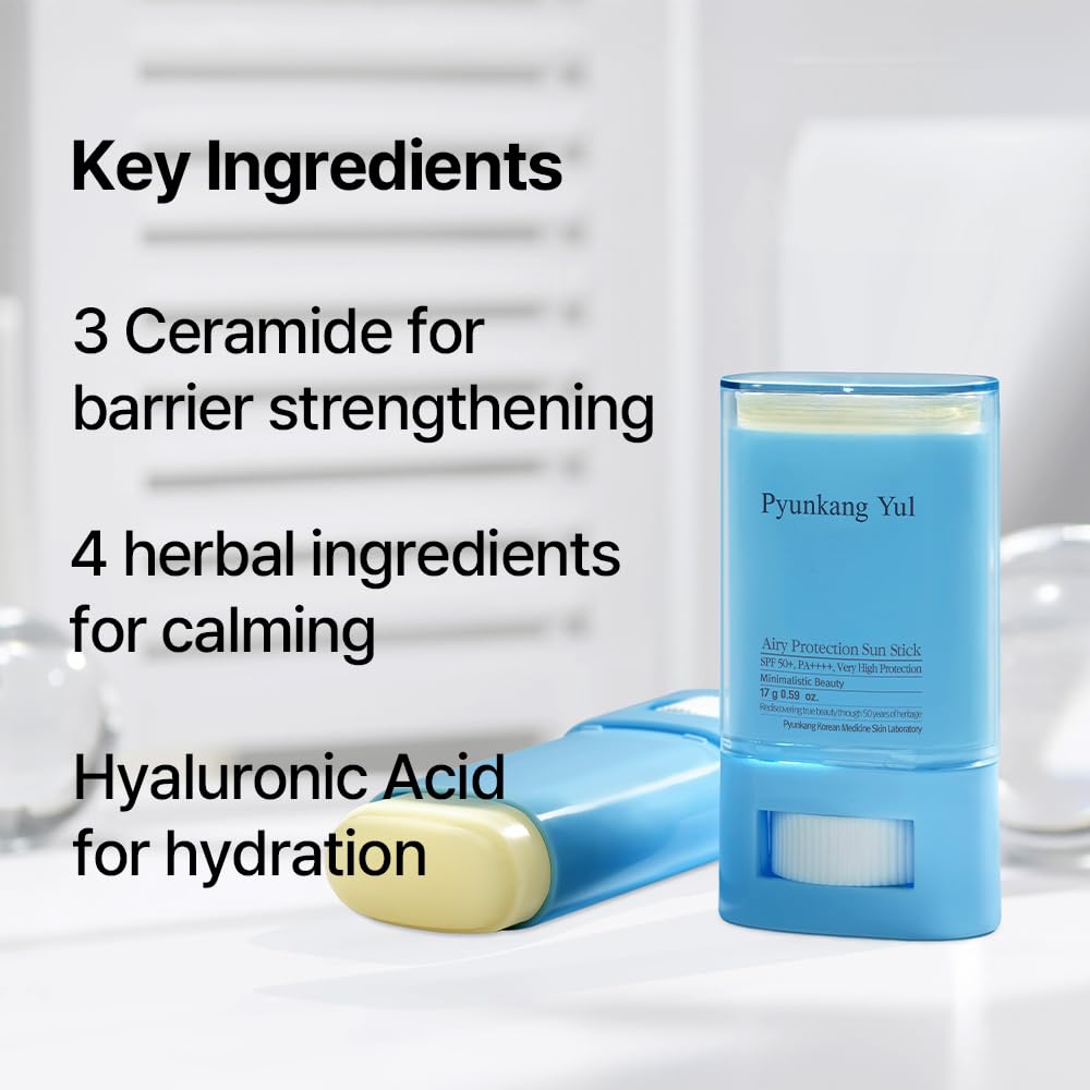 [PKY] Pyunkang Yul Airy Protection Sun Stick SPF50+ PA++++, Unisex Sweat-Resistant UV Defense, Lightweight & Non-Sticky Matte Finish, Zero-Irritation, Korean Skincare (17g / 0.59 Oz)