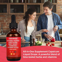 ANIANHAO Cayenne Pepper Drops, 120ml Gleame Cayenne Pepper Drops, Hawthorn Berry, Vitamin D3 K2 Beet Root Powder, Ceylon Cinnamon, Turmeric Curcumin, Organic Panax Ginseng, Berberine 2 Bottles