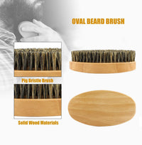 NEESTARTLY Beard Comb Brush Set, Wooden Boar Bristle Beard Brush, Anti Static Moustache Pocket Comb, Portable Hair Comb for Combing Beard Hair, Removing Debris, Massages Face