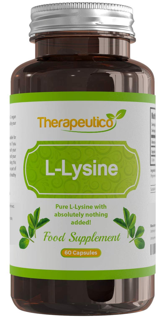Therapeutico L-Lysine Capsules | Split Dose | 1000mg Serving | Easy Swallow Capsules | 60 Vegan Capsules | UK Made | No Binders, Fillers, Additives