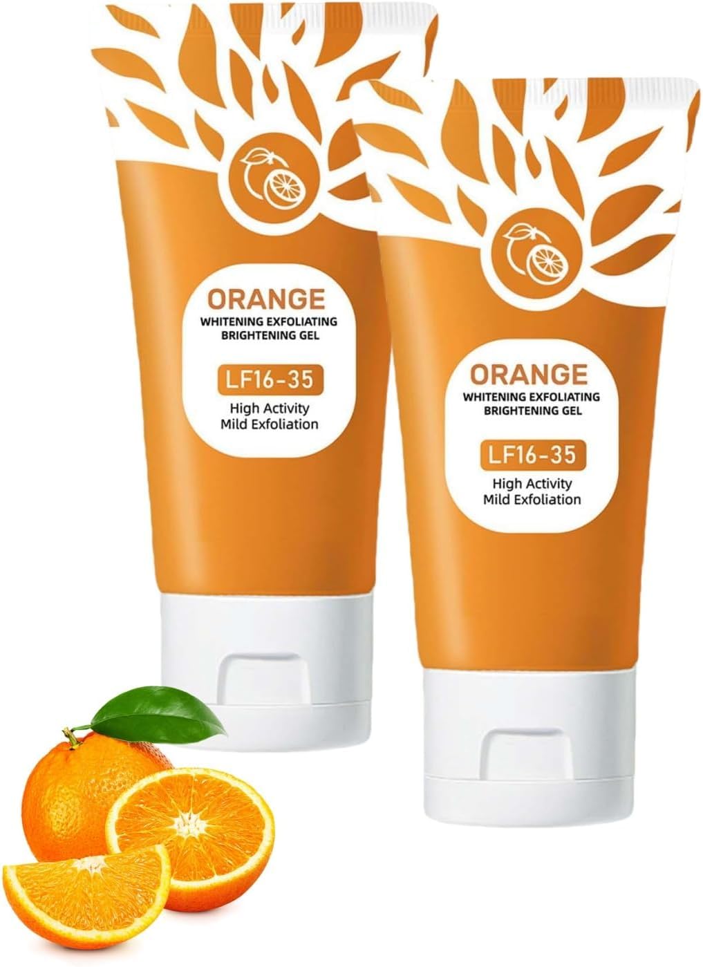2pcs Orange Enzymes Exfoliating Brightening Gel, Exfoliating Cleansing Gel, Organic Face and Body Exfoliatings Scrub Gels, Deep Cleansing Moisturizing Facial Exfoliator for All Skin Types