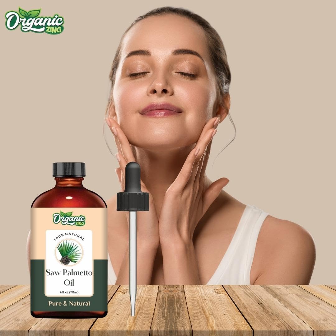 ORGANIC ZING Organic Zing Saw Palmetto Oil 118 ml (3.99 fl oz) – Cold Pressed Carrier Oil for Hair Care Formulations, Scalp Treatments & DIY Cosmetic Preparations