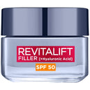 L'Oréal Paris, Anti-Wrinkle Day Cream with SPF50, Moisturises and Fills the Skin, Revitalift Filler + Hyaluronic Acid 50 ml