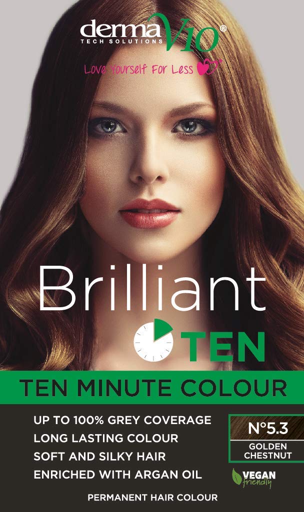 Derma V10 Brilliant Ten Hair Colour, No5.3 Golden Chestnut, 180 ml