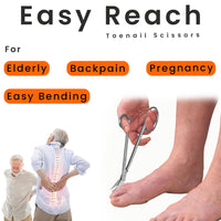 Sandbros Long Handle Toe Nail Scissors for Elders, Pregnant, Backpain & Disables for Easy Reach to Cut Foot Nails | Ideal for Individuals with Difficulty Bending | Stainless Steel