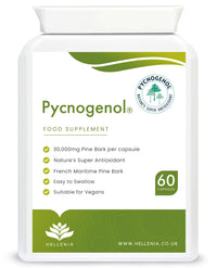 Pycnogenol® French Maritime Pine Bark Extract - 60 Capsules | Providing Naturally Powerful Bioflavonoids | High Bioavailability Pycnogenol | Suitable for Vegans - Made in The UK by Hellenia